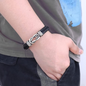 Leather wristband - Forever connected - To my Dad