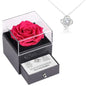 White Gold Necklace with Rose Box - Best Mom