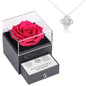 White Gold Necklace with Rose Box - Best Mom