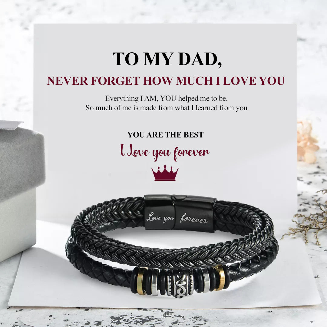 Luxury leather wristband - To my beloved Dad