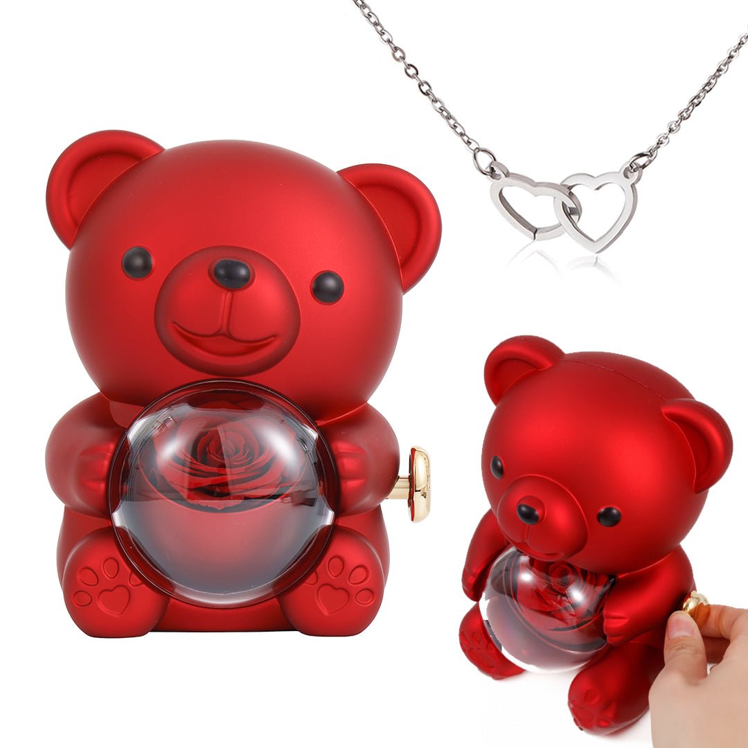 Engraved Heart Necklace - with real Rose Bear Giftbox – Beyond-Love
