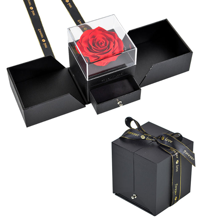 Ribbon gift box with real rose